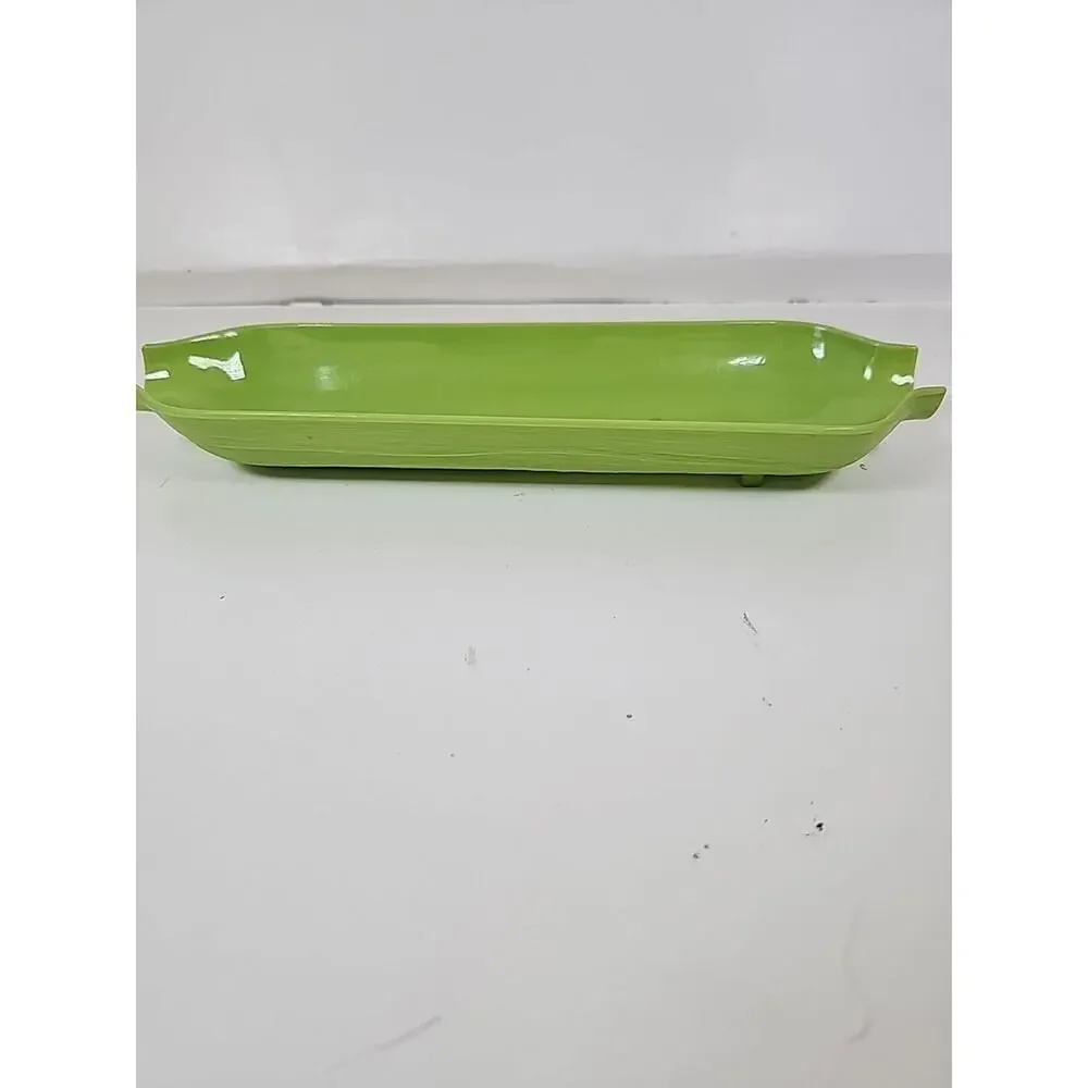 Royal Plastic Corn on the Cob Trays Holders Serving Plates Green 1970s Set Of 7